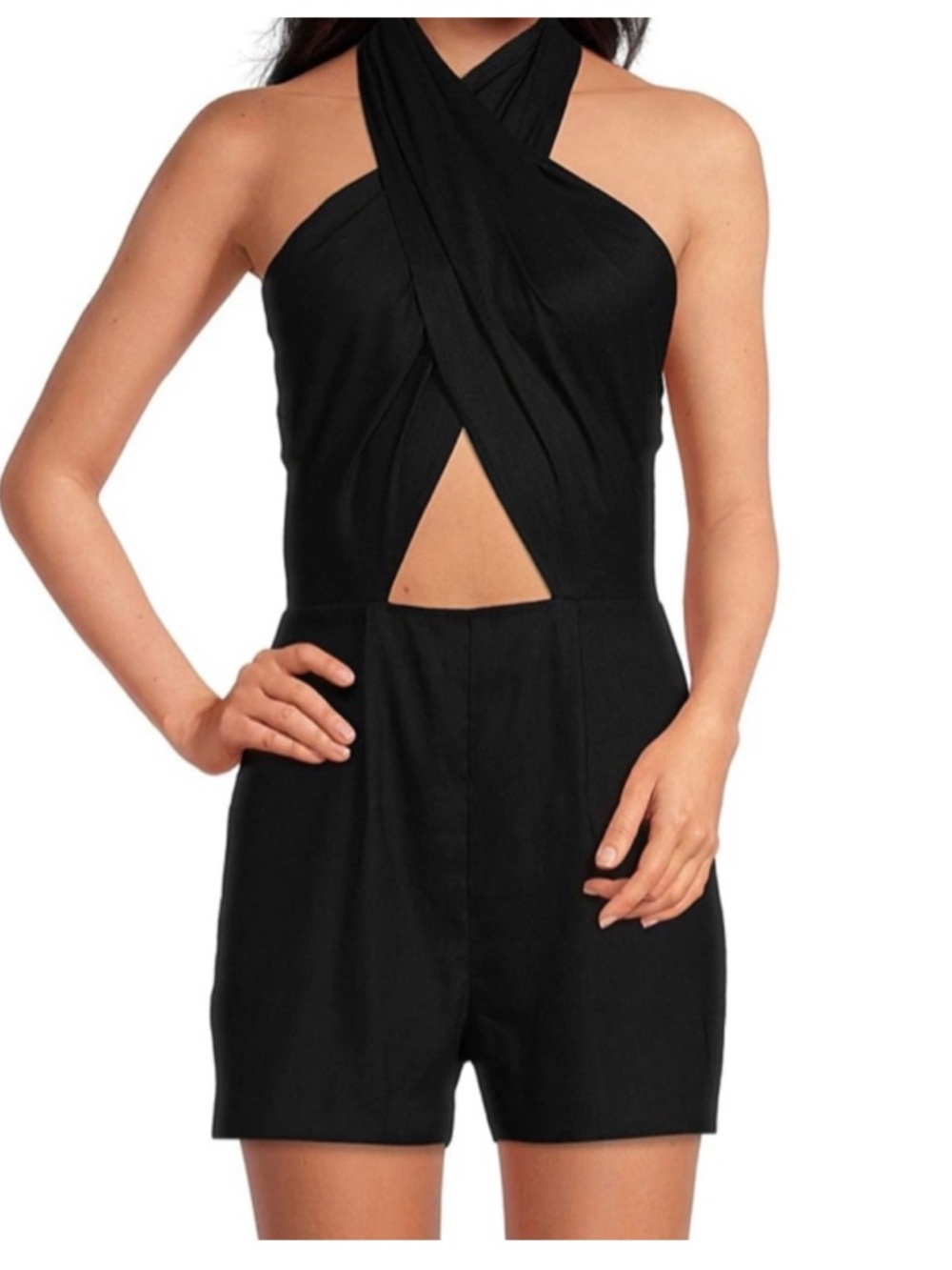 Giani Bini black linen romper halter size 4